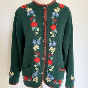 VINTAGE HAND EMBROIDERED CARDI HOLIDAY SPRING